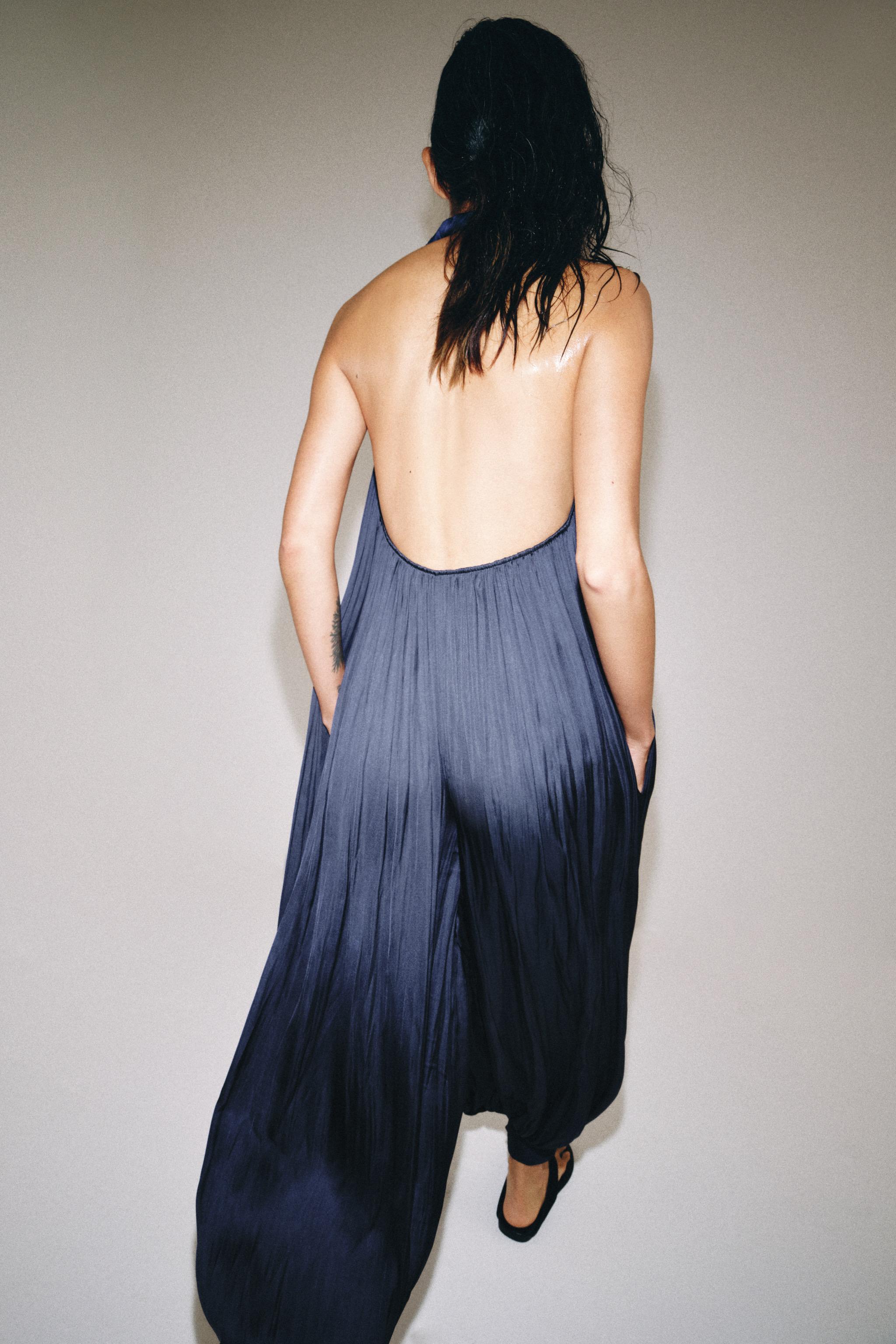 ZW COLLECTION SATIN EFFECT HALTER JUMPSUIT